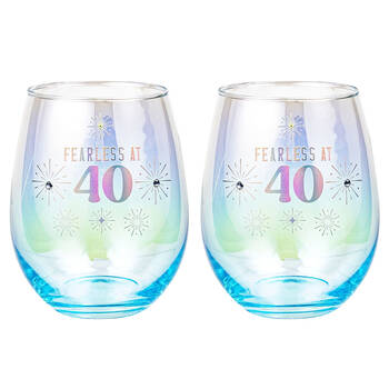 2PK LMD 40th Stemless Holographic Glass 560ml Water Tumbler