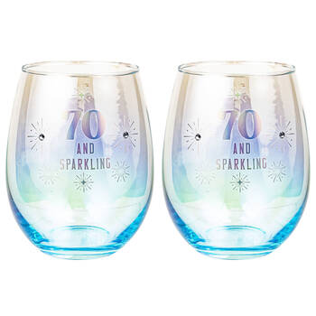 2PK LMD 70th Stemless Holographic Glass 560ml Water Tumbler