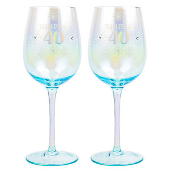 2PK LMD 40th Holographic 430ml Stemmed Red Wine Glass Drinkware