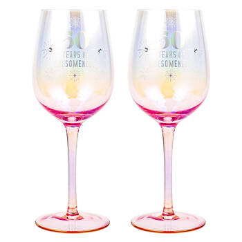 2PK LMD 50th Holographic 430ml Stemmed Red Wine Glass Drinkware