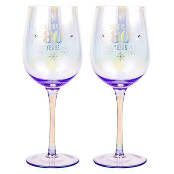 2PK LMD 80th Holographic 430ml Stemmed Red Wine Glass Drinkware