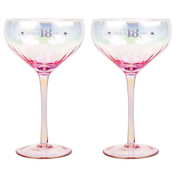 2PK LMD 18th Holographic Stemmed 300ml Coupe Glass Drinkware