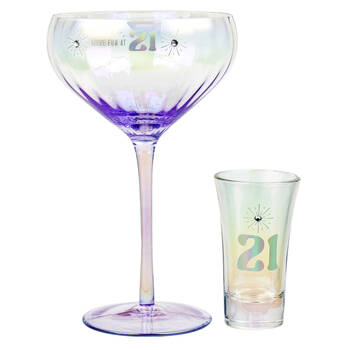 2pc LMD 21st Holographic 300ml Coupe/60ml Shot Glass Set