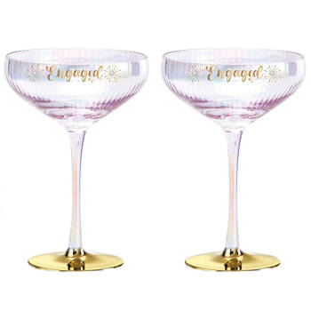 2pc LMD Holographic Engaged 300ml Stemmed Coupe Glass Set