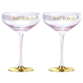 2PK LMD Bride Holographic 300ml Stemmed Coupe Glass Drinkware