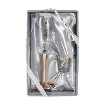 Twenty One Rose Gold Champagne Shot Set Drinking Cup Gift Box Glass Set