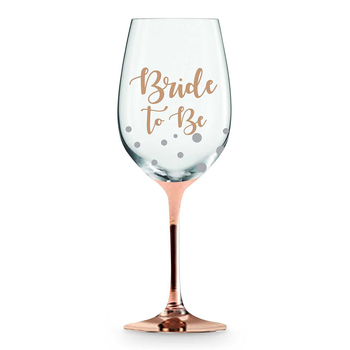 Bride To Be Rose Gold Stem Wine Glass Gold 430ml Drinking Cup