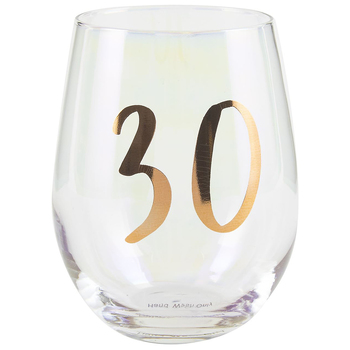 Rainbow 30th Stemless Wine Glass 600ml Birthday Drinking Cup