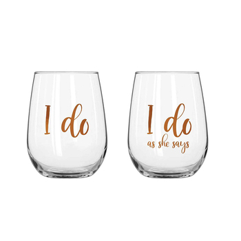 2pc I Do Stemless Rose Gold 600 ml Drinking Cup Pair