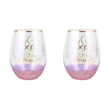 2x Best Friend Glitterati Stemless 600 ml Drinking Cups