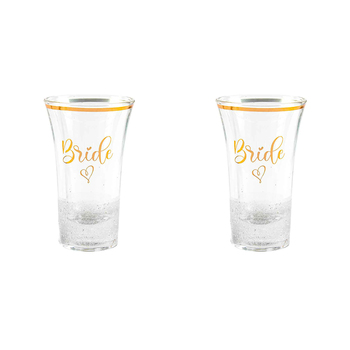2x Bride Glitterati Shot Glass White 9cm Drinking Cups