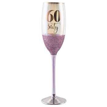 Purple Glitterati 60th Champagne Stemmed Drinking Glass 150ml