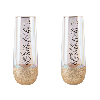 2PK Bride To Be Stemless Champagne Drinking Glass 16cm/180ml