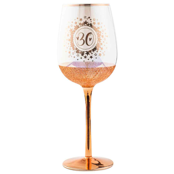 Rose Gold Glitter 30th Wine Glass 430ml Drinking Cup