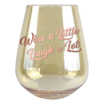 2pc Wine A Little Laugh A Lot 13cm/600ml Stemless Glass Wine Drinking Set