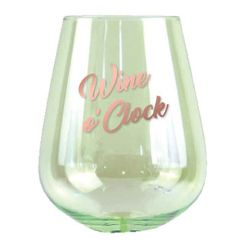 2pc Wine O Clock 13cm/600ml Stemless Glass Wine/Cocktail Drinking Set