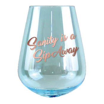 2pc Sanity Is A Sip Away 13cm/600ml Stemless Glass Wine Drinking Set