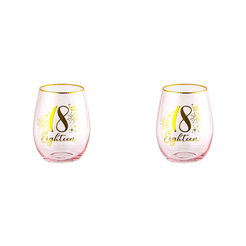 2PK 18th Fluted Pink Stemless Glassware/Home Decoration 600ml/13cm