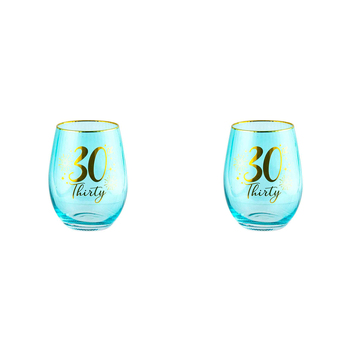 2PK 30th Fluted Stemless Glassware/Home Decoration 600ml/13cm
