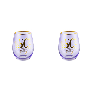 2PK 50th Fluted Stemless Glassware/Home Decoration 600ml/13cm