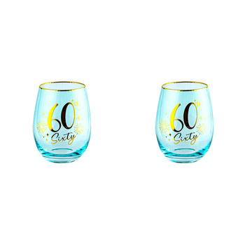 2PK 60th Fluted Stemless Glassware/Home Decoration 600ml/13cm