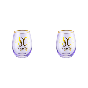 2PK 80th Fluted Stemless Glassware/Home Decoration 600ml/13cm