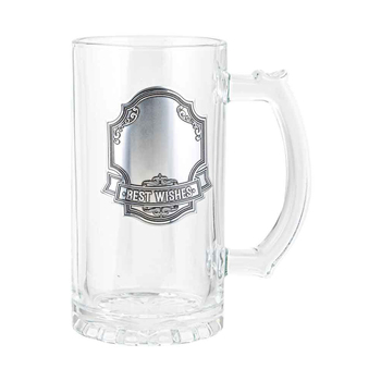 Blank Badge Beer/Cider Glass Drinking Stein Birthday Gift Clear 450ml