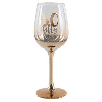 Birthday 50th Rose Gold Ombre 430ml Birthday Drinking Glass