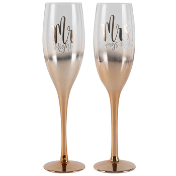 Mr And Mrs Rose Gold Ombre Champagne Set Gold 150ml