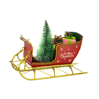 Boyle Metal Display Christmas Sled w/Tree Ornament Home Decor 30cm