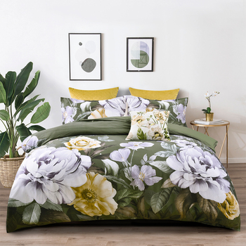 Bianca Makayla Quilt Cover Percale Cotton Olive - Double Bed