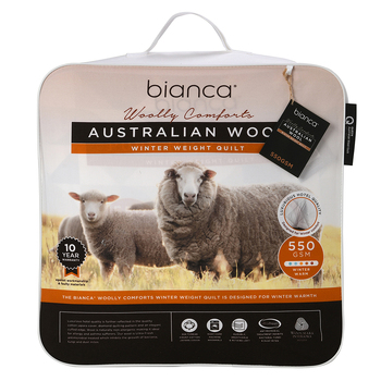 Bianca Woolly Comforts Australian Wool Quilt 550gsm WHT - Double Bed