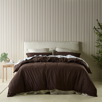 Bianca Acacia Quilt Cover Percale Cotton Chocolate - King Bed