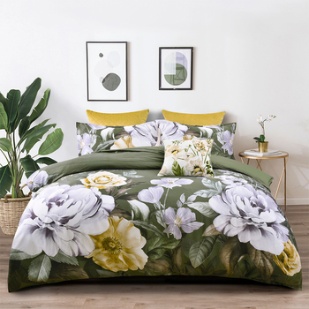 Bianca Makayla Quilt Cover Percale Cotton Olive - King Bed