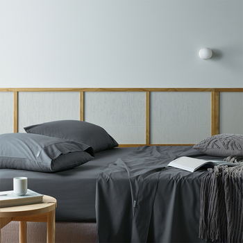 Bianca Natural Sleep Recycled Cotton Sheet Set Charcoal - King Single Bed
