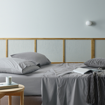 Bianca Natural Sleep Recycled Cotton Sheet Set Silver - King Single Bed