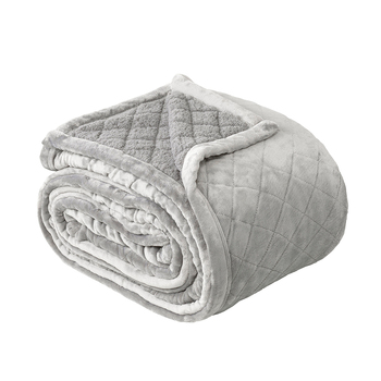 Bianca Mansfield 480gsm Sherpa Blanket  Aluminium - Queen/King Bed