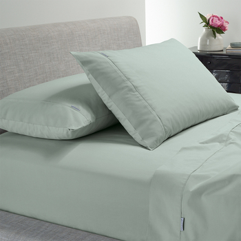 Bianca Heston 300TC Cotton Sheet Set Percale Sage - Single Bed