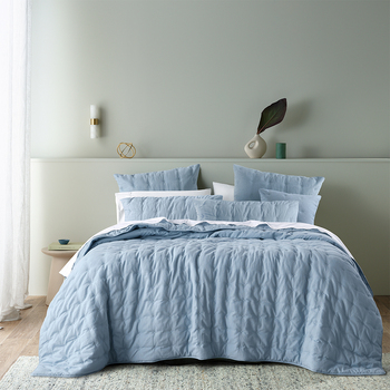 Bianca Langston Comforter Blue Super King Bed with Pillowcase
