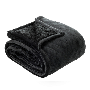 Bianca Mansfield 480gsm Sherpa Blanket  Charcoal - Super King Bed