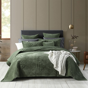 Bianca Samatra Coverlet Set Olive Super King Bed with Pillowcase