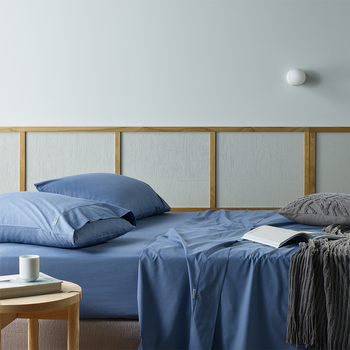 Bianca Natural Sleep Recycled Cotton Sheet Set Blue - Single Bed