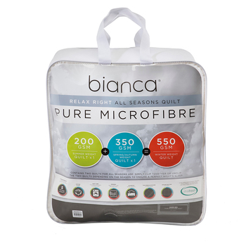 Bianca Relax Right Microfibre All Seasons Quilt White - Single Bed