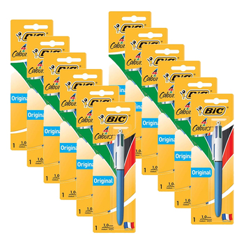 12PK Bic 4-Colour Click Pen Original Writing Ballpen 1.0mm Nib