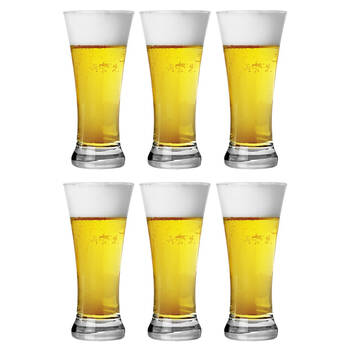 6pc Artcraft Tall Bira Beer Glass Water Drinking 380ml Clear