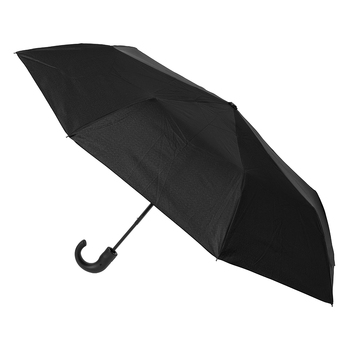 Bobbie J Auto Open Hook Handle Folding Length Umbrella - Black 