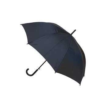 Bobbie J Auto Open Hook Handle Walking Length Umbrella - Black