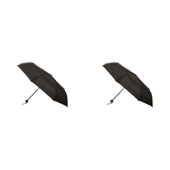 2PK Bobbie J Manual Folding Super Mini w/ Grey Handle Umbrella Black 