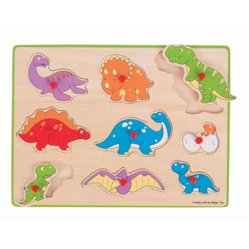 9pc Bigjigs Toys 30cm Lift Out Puzzle Dinosaurs Kids Wooden Toy 3y+