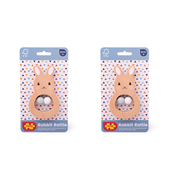 2PK Bigjigs Toys FSC Wooden 13cm Rabbit Rattle Baby/Infant Toy 0m+